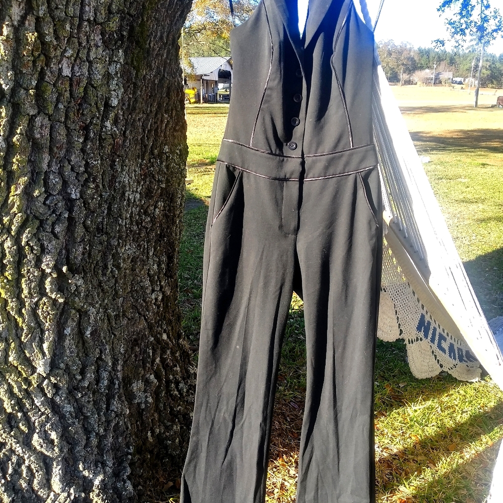 BEBE Tuxedo jumpsuit (NWT) in black